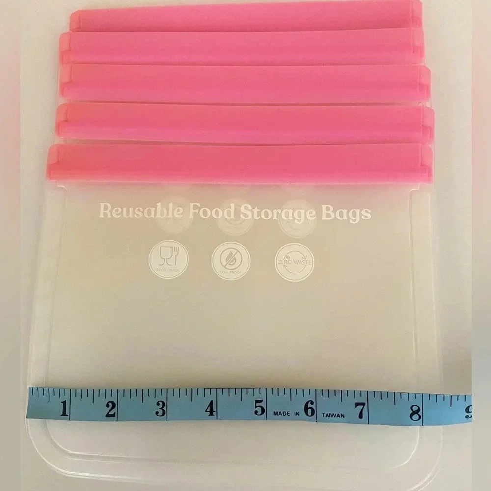 NEW Frosted with Accent Color 12 each Reusable Food Storage Bags